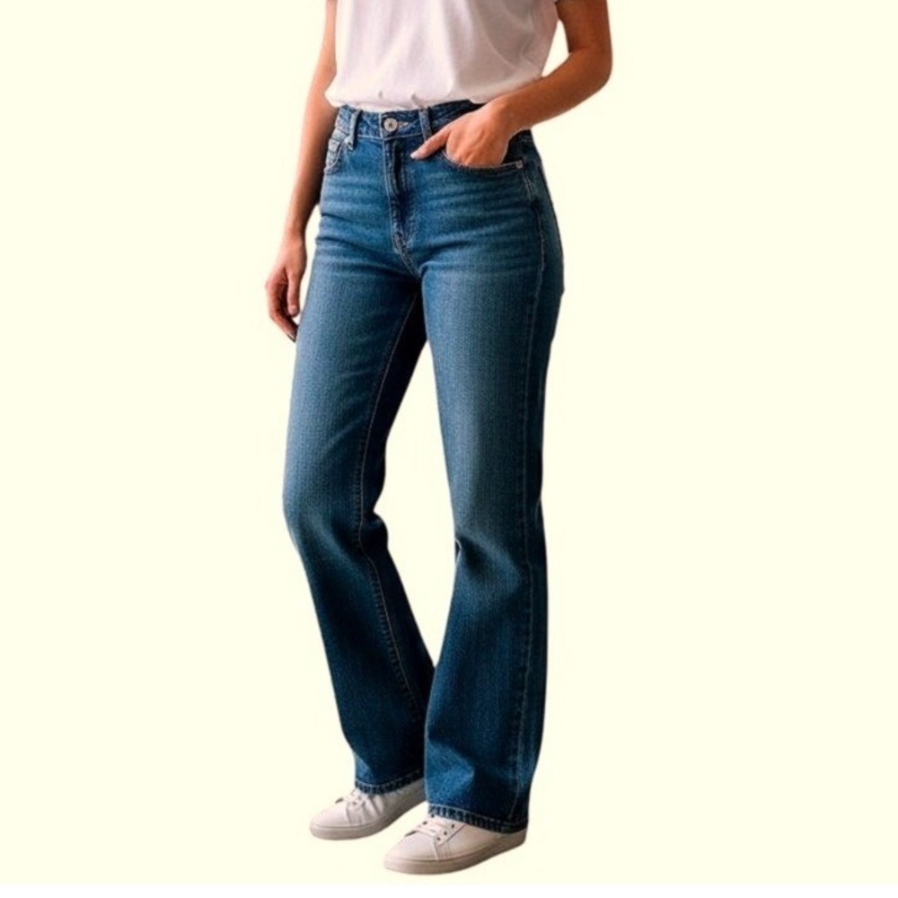 VTG Y2K Flare‎ Jeans Bell Bottom Dark Wash 28x34 NWT Celluloid Japan